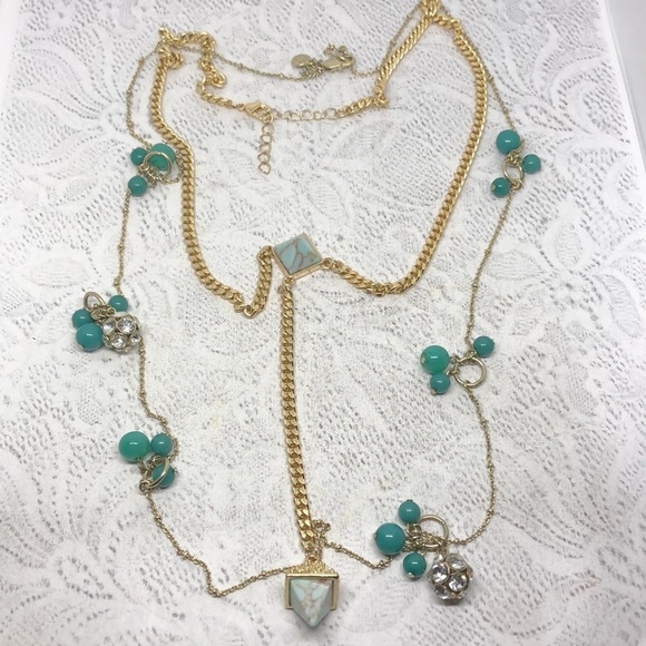 Curated bundle trendy statement layered look chain necklaces j.crew + Y drop - Picture 3 of 6